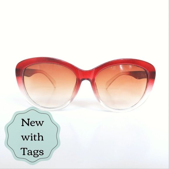 Accessories - Red Gradient Retro Pinup Glasses - Vintage Style Sunglasses - Ombre - NWT
